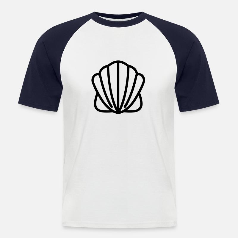 Muschel - Männer Baseball-T-Shirt - Weiß/Navy