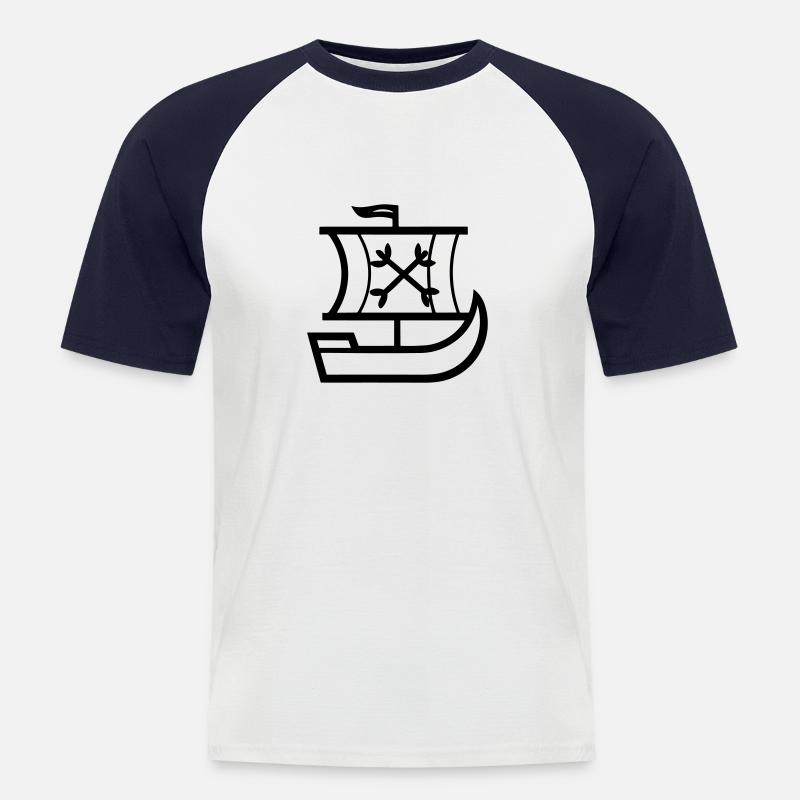 Piratenschiff - Männer Baseball-T-Shirt - Weiß/Navy