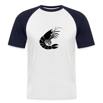 Crevette - T-shirt baseball manches courtes Homme - blanc/marine - Devant - Nik (191cm)