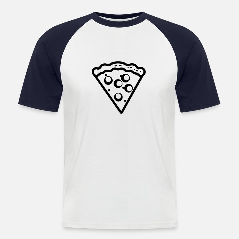 Pizzastück - Männer Baseball-T-Shirt - Weiß/Navy