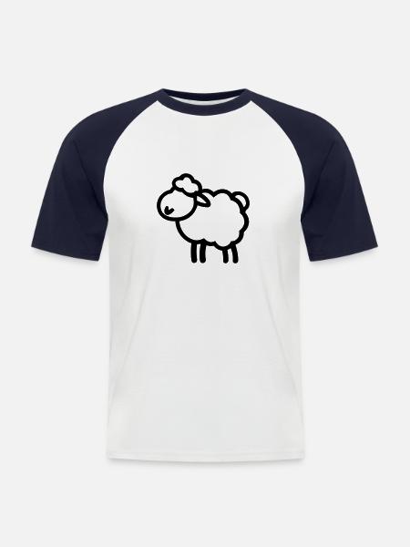 Schaf - Männer Baseball-T-Shirt - Weiß/Navy
