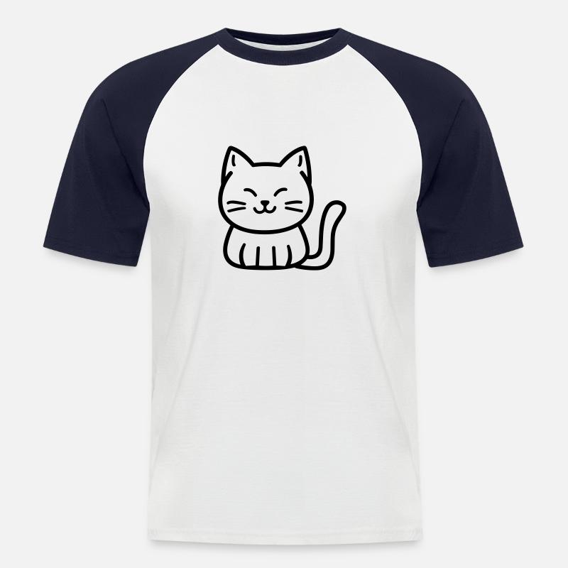Kätzchen - Männer Baseball-T-Shirt - Weiß/Navy