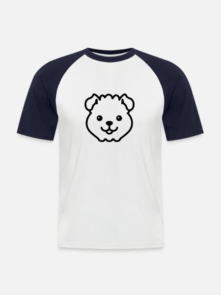 Chien - T-shirt baseball manches courtes Homme - blanc/marine