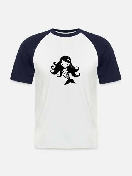 Meerjungfrau - Männer Baseball-T-Shirt - Weiß/Navy
