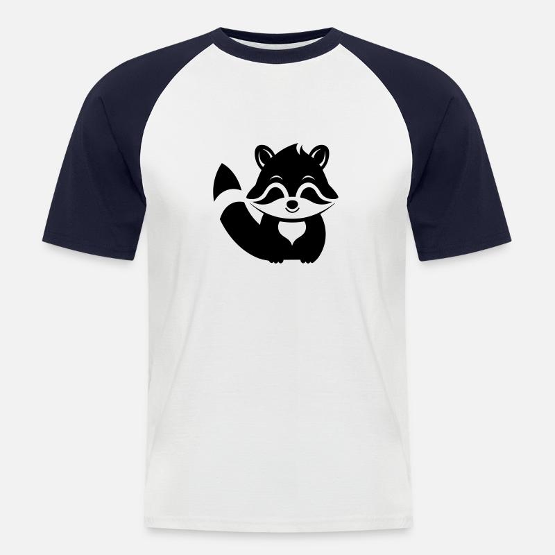 Waschbär - Männer Baseball-T-Shirt - Weiß/Navy