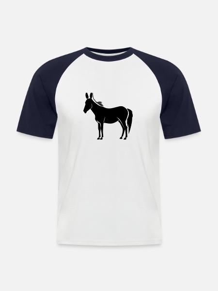 âne - T-shirt baseball manches courtes Homme - blanc/marine