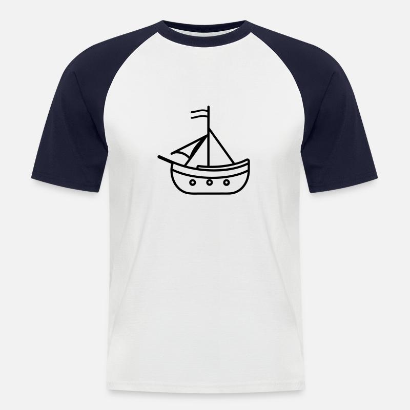 Piratenschiff - Männer Baseball-T-Shirt - Weiß/Navy
