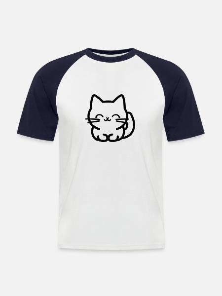 chat - T-shirt baseball manches courtes Homme - blanc/marine