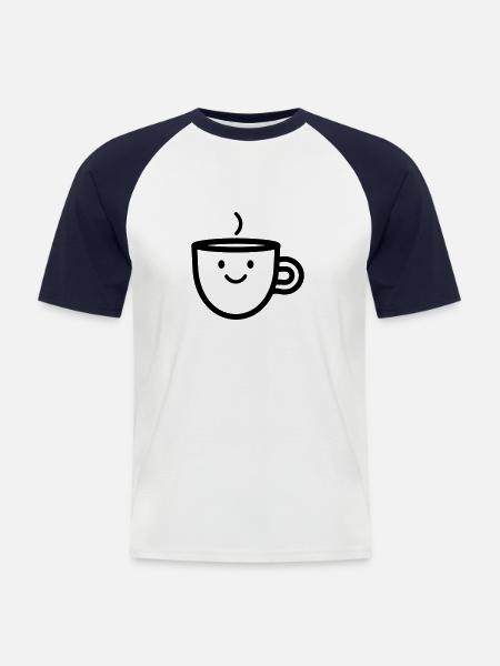 Kaffeebecher - Männer Baseball-T-Shirt - Weiß/Navy