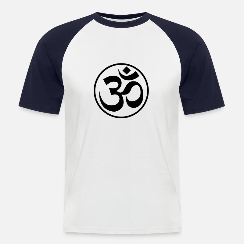 OM Zeichen GOA - Männer Baseball-T-Shirt - Weiß/Navy