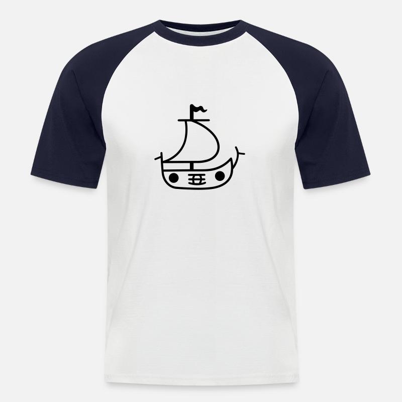 Piratenschiff - Männer Baseball-T-Shirt - Weiß/Navy