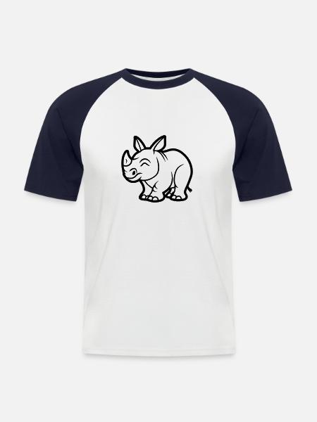 Nashorn - Männer Baseball-T-Shirt - Weiß/Navy
