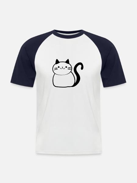 Katze - Männer Baseball-T-Shirt - Weiß/Navy