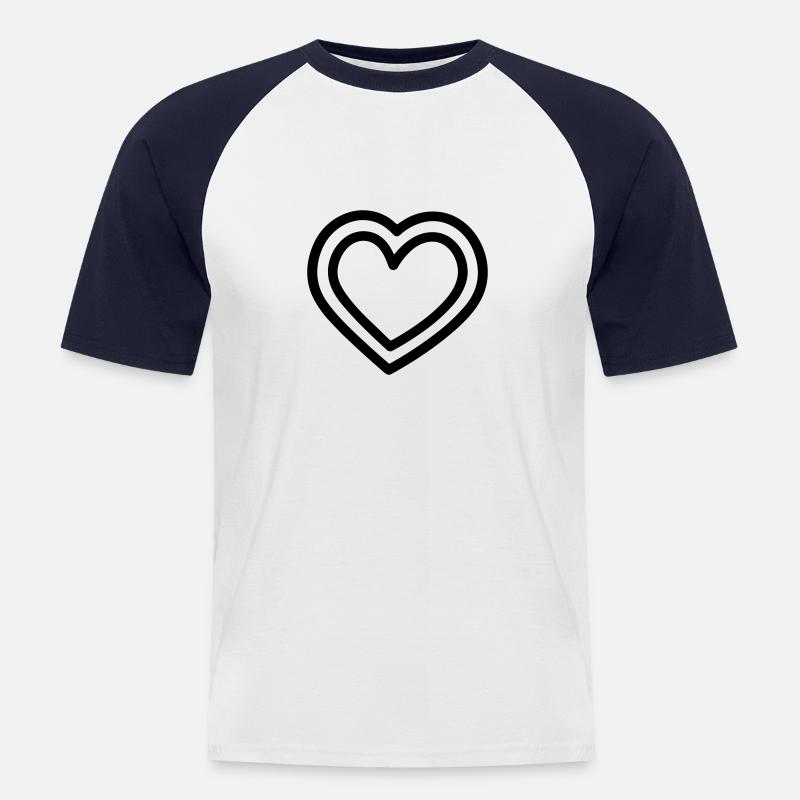 Herz - Männer Baseball-T-Shirt - Weiß/Navy
