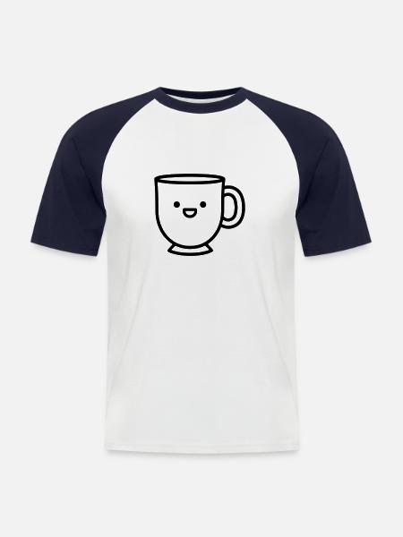 Kaffeebecher - Männer Baseball-T-Shirt - Weiß/Navy