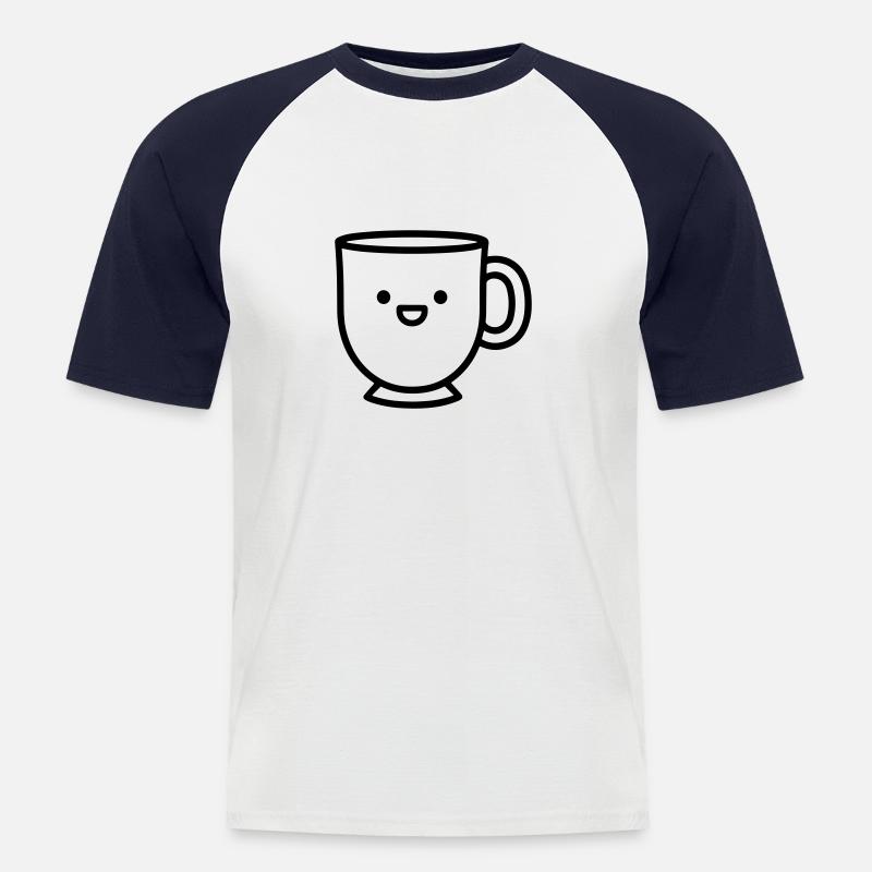 Kaffeebecher - Männer Baseball-T-Shirt - Weiß/Navy