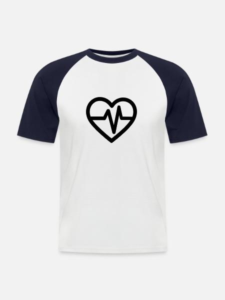 Herzschlag - Männer Baseball-T-Shirt - Weiß/Navy
