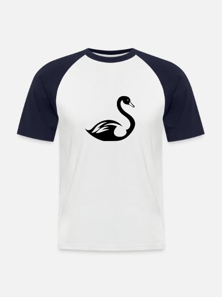 Schwan - Männer Baseball-T-Shirt - Weiß/Navy