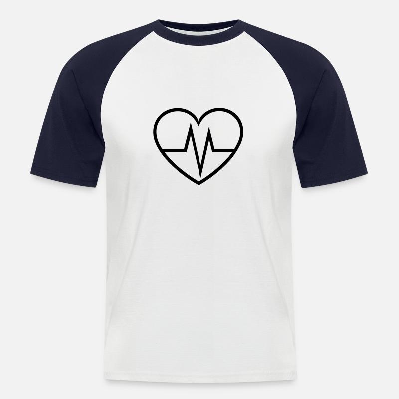 Herzschlag - Männer Baseball-T-Shirt - Weiß/Navy
