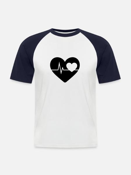 Herzschlag - Männer Baseball-T-Shirt - Weiß/Navy