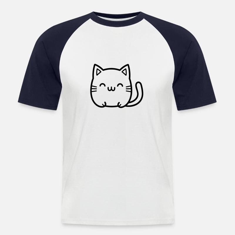 Katze - Männer Baseball-T-Shirt - Weiß/Navy