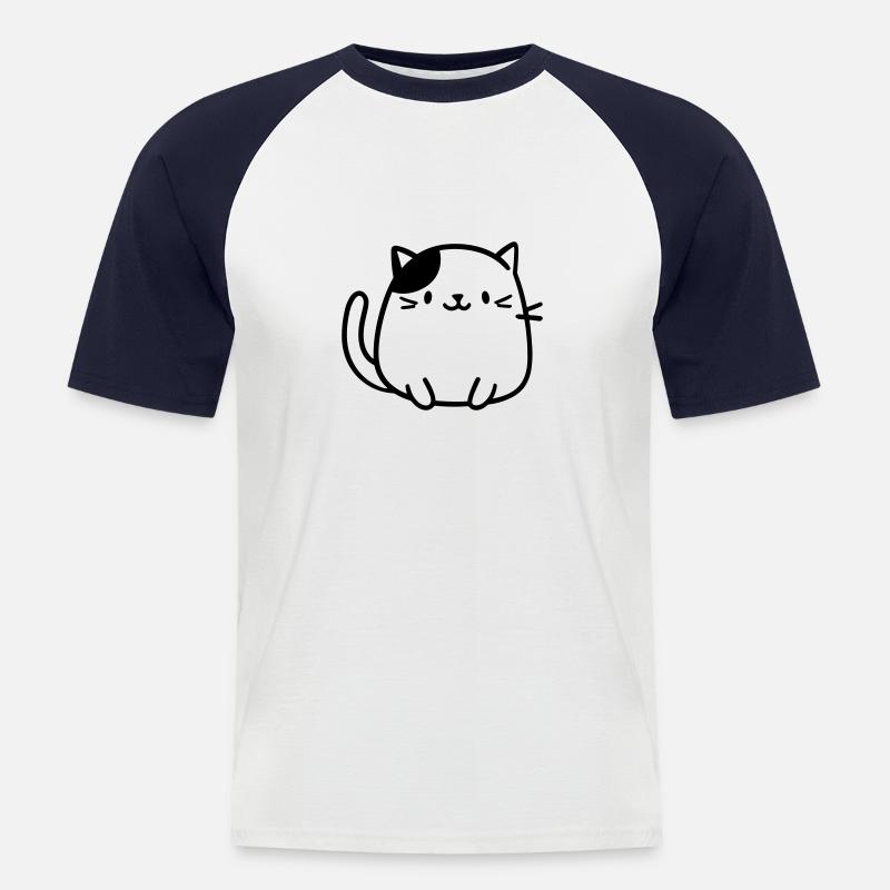 cat - Men's Baseball T-Shirt - white/navy