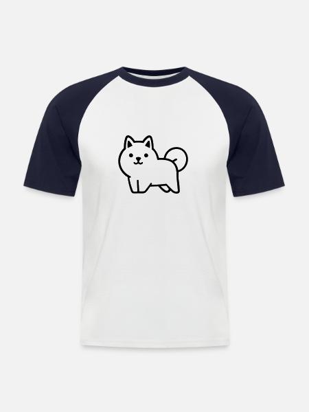 Chien - T-shirt baseball manches courtes Homme - blanc/marine