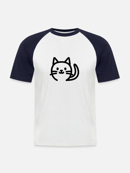 Katze - Männer Baseball-T-Shirt - Weiß/Navy