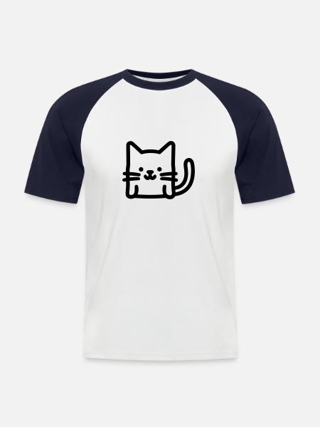 chat - T-shirt baseball manches courtes Homme - blanc/marine