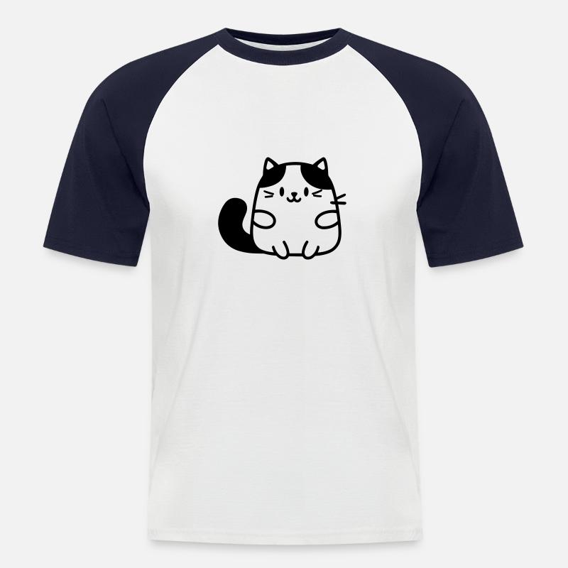 Katze - Männer Baseball-T-Shirt - Weiß/Navy