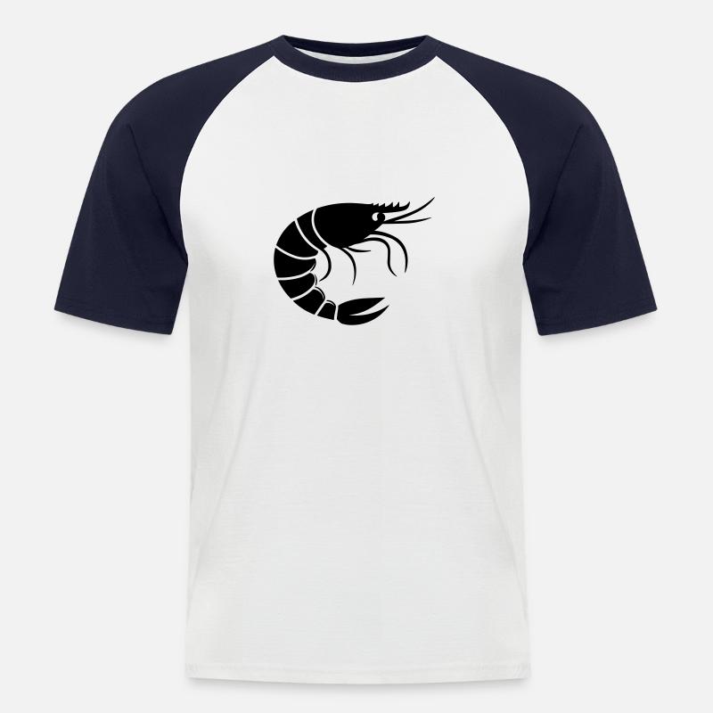 Garnele - Männer Baseball-T-Shirt - Weiß/Navy