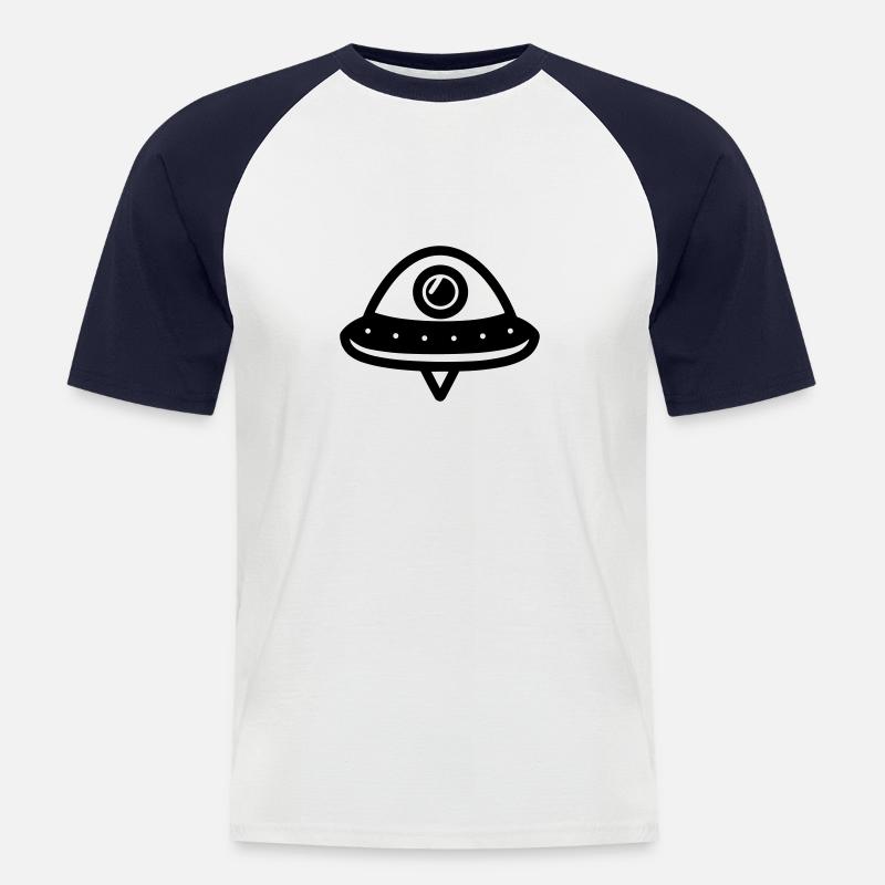 fliegende Untertasse - Männer Baseball-T-Shirt - Weiß/Navy