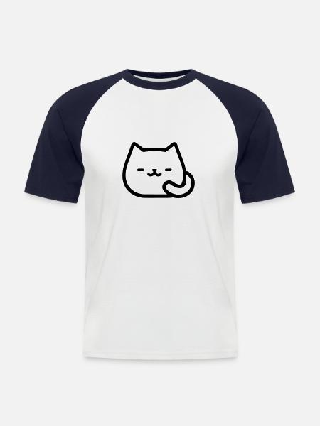 Katze - Männer Baseball-T-Shirt - Weiß/Navy