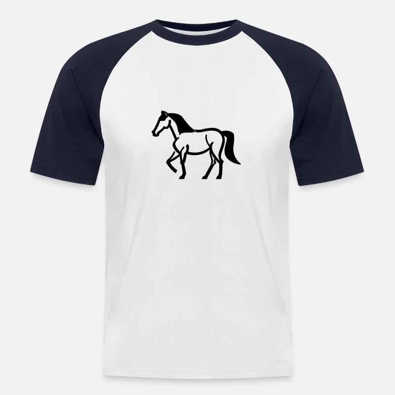 Pferd - Männer Baseball-T-Shirt - Weiß/Navy
