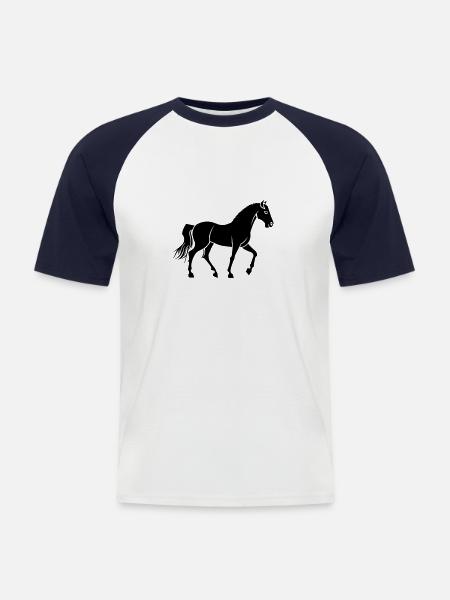 Pferd - Männer Baseball-T-Shirt - Weiß/Navy