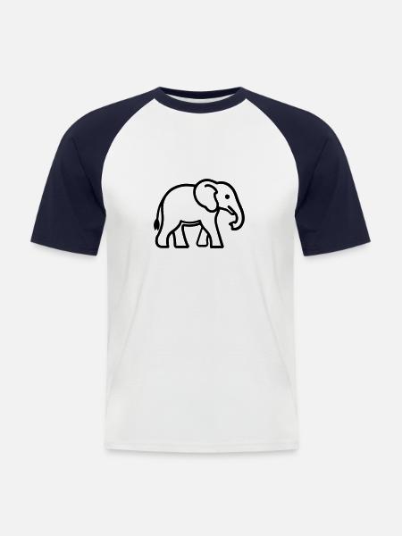 Elefant - Männer Baseball-T-Shirt - Weiß/Navy