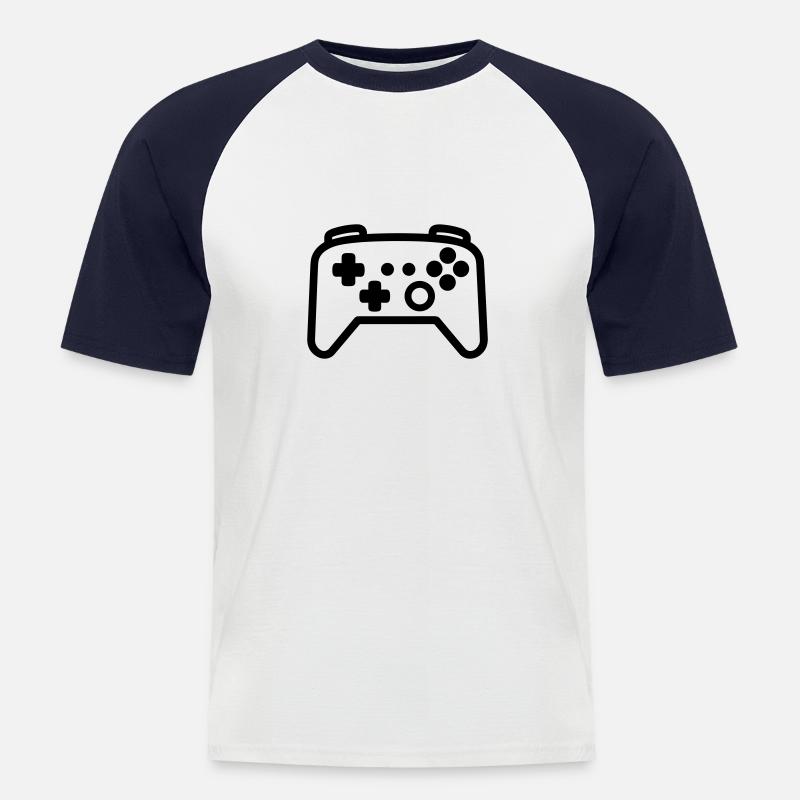Controller für Videospiele - Männer Baseball-T-Shirt - Weiß/Navy