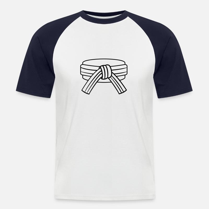 Gürtel - Männer Baseball-T-Shirt - Weiß/Navy