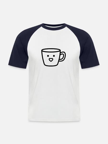 Kaffeebecher - Männer Baseball-T-Shirt - Weiß/Navy