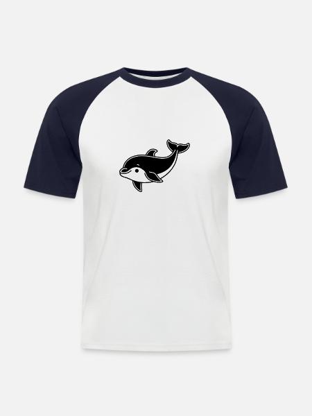 Delfin - Männer Baseball-T-Shirt - Weiß/Navy