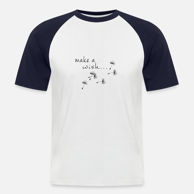 MAKE A WISH - Männer Baseball-T-Shirt - Weiß/Navy