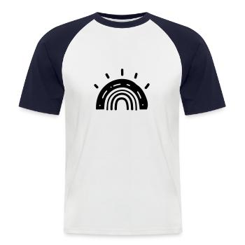 Regenbogen - Männer Baseball-T-Shirt - Weiß/Navy - Vorne - Nik (191cm)