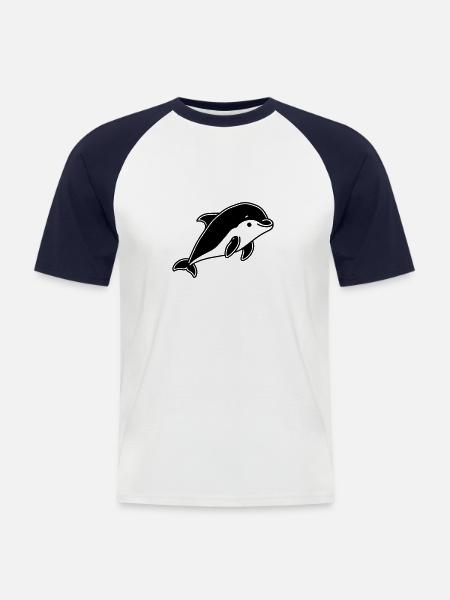 dauphin - T-shirt baseball manches courtes Homme - blanc/marine
