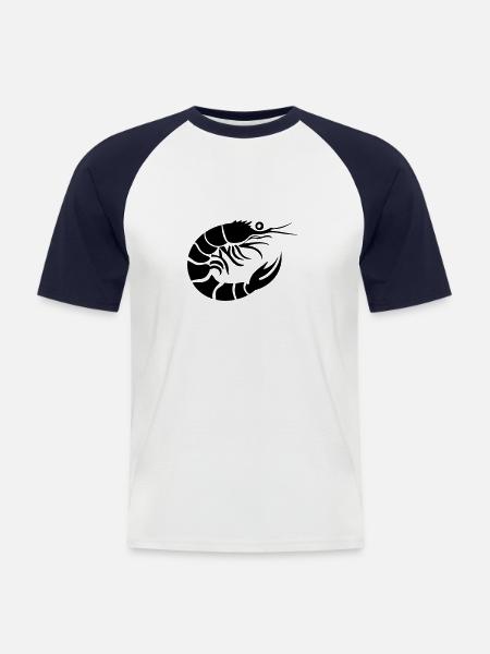 Garnele - Männer Baseball-T-Shirt - Weiß/Navy