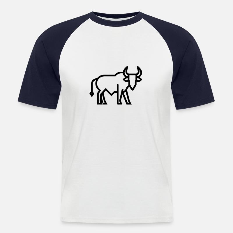Stier - Männer Baseball-T-Shirt - Weiß/Navy