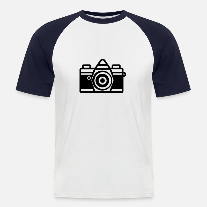 Kamera - Männer Baseball-T-Shirt - Weiß/Navy