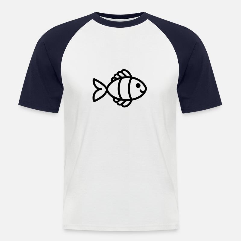 Fisch - Männer Baseball-T-Shirt - Weiß/Navy