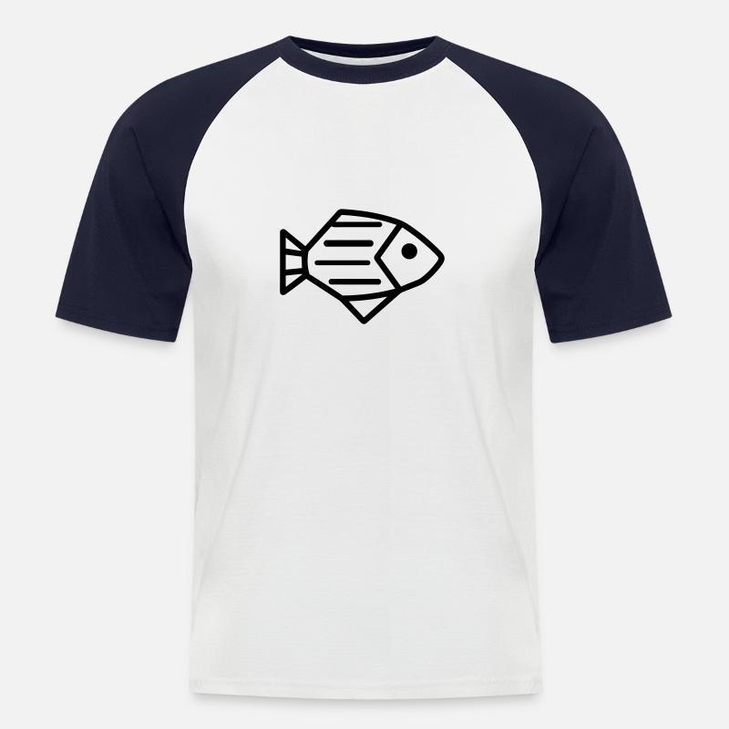 Fisch - Männer Baseball-T-Shirt - Weiß/Navy
