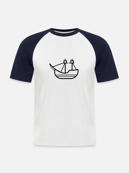 Piratenschiff - Männer Baseball-T-Shirt - Weiß/Navy