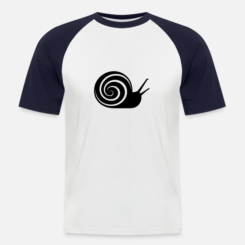 Schnecke - Männer Baseball-T-Shirt - Weiß/Navy